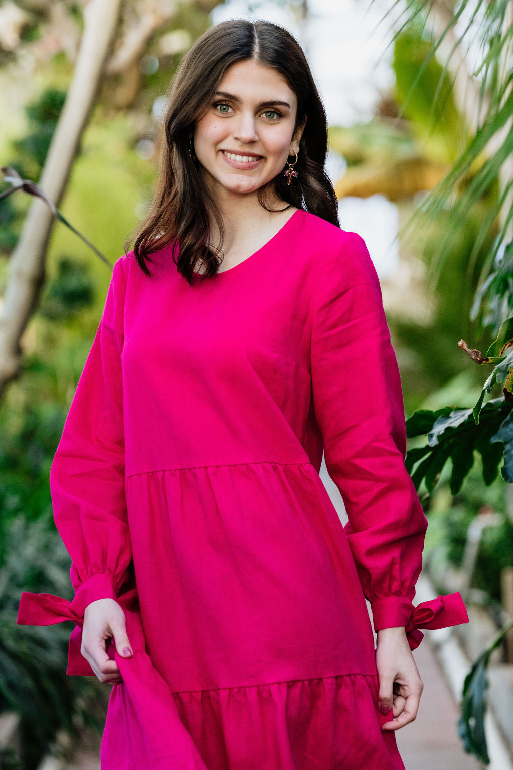 Hailey Dress, Pink Peacock