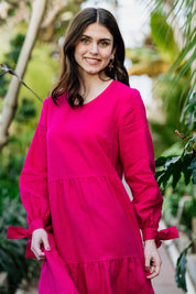 Hailey Dress, Pink Peacock