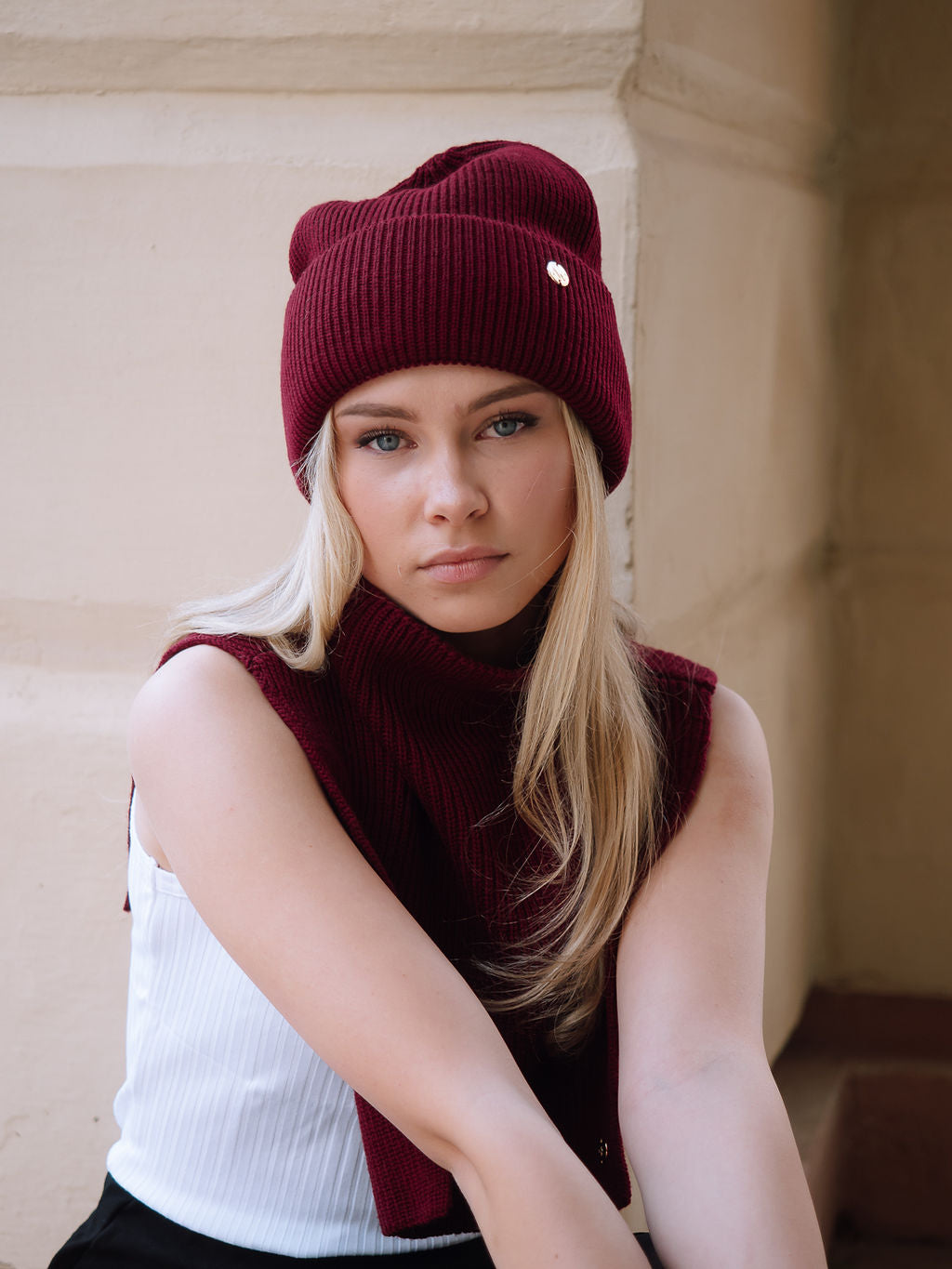 Merino Beanie, Burgundy