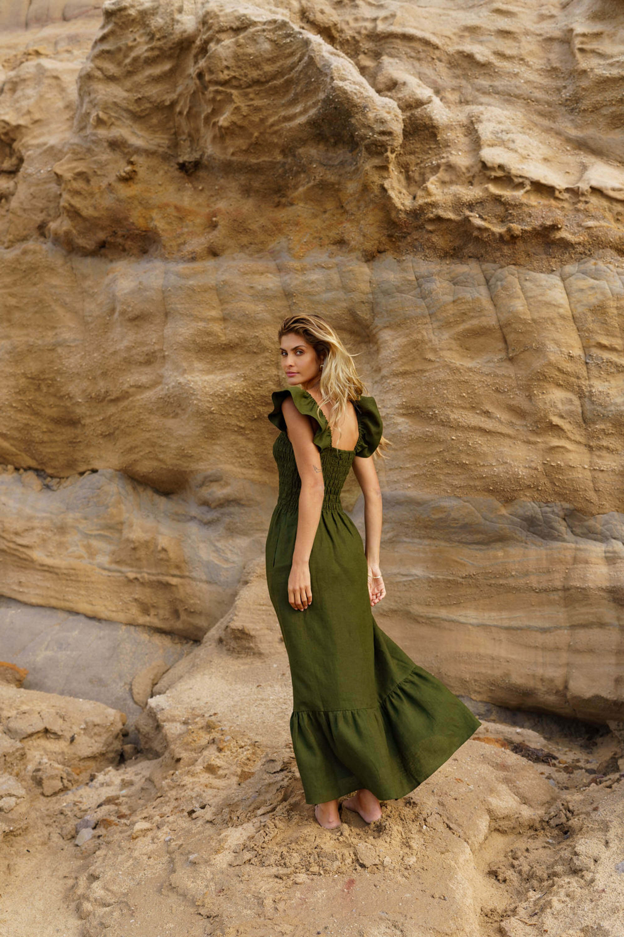 Bianca Dress, Olive Green