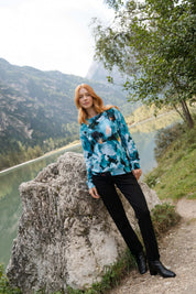 Casual Chic Print Shirt, Blue Iris