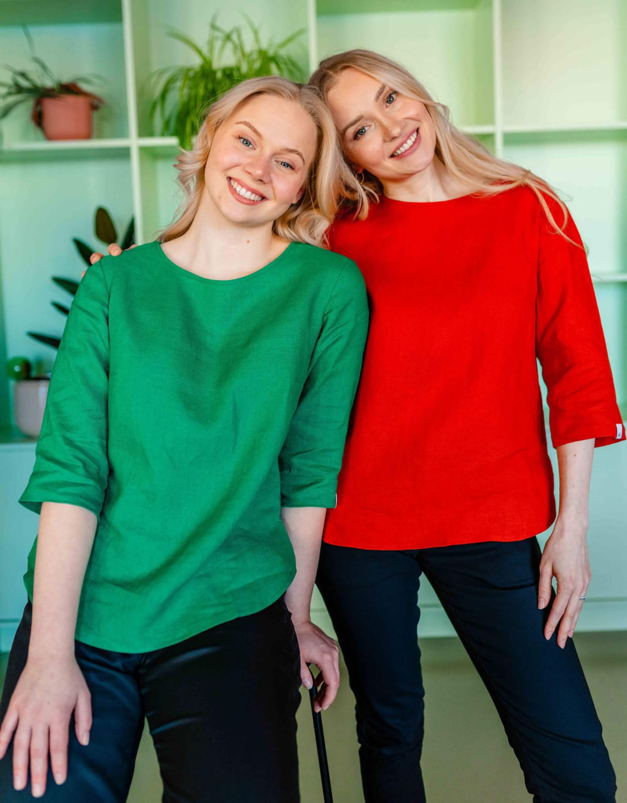 Classic Linen Blouse Pellavapaita, Holly Green