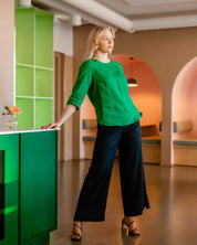 Classic Linen Blouse Pellavapaita, Holly Green