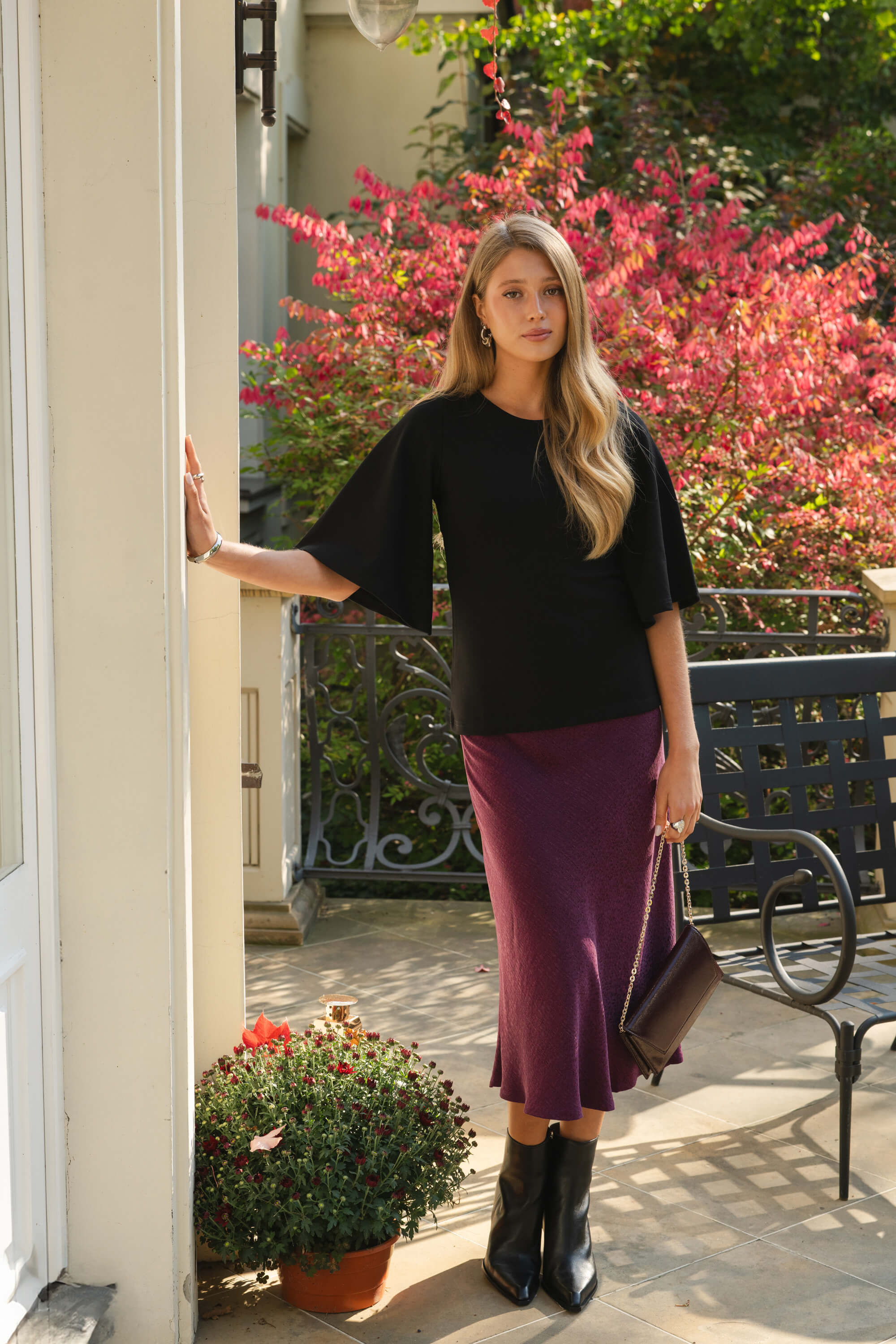 Classic Midi Skirt, Plum