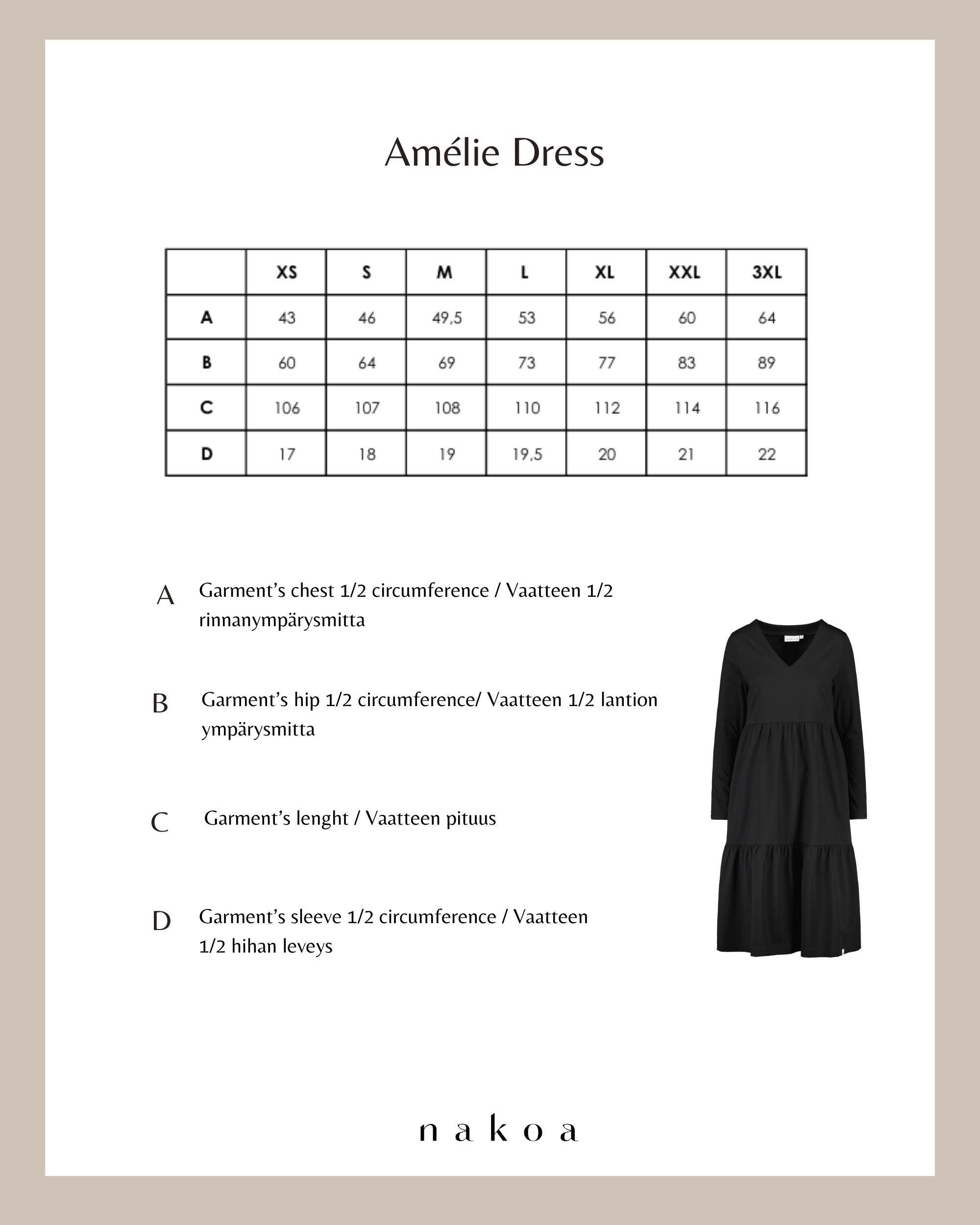 Amélie Dress kerrosmekko, Black