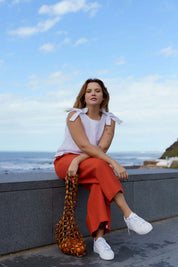 Culottes pellavahousut, Stonewashed Burnt Orange