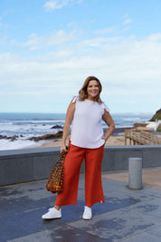 Culottes pellavahousut, Stonewashed Burnt Orange