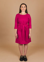 Klassisches Leinenkleid, rosa Pfau