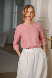 Classic Linen Blouse Pellavapaita, Powder Pink