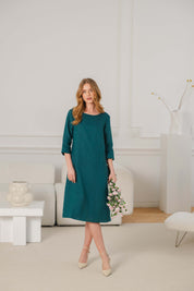 Classic Linen Dress, Crystal Teal
