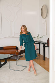 Classic Linen Dress, Crystal Teal
