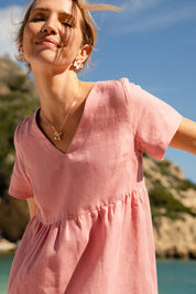 Pellava Kerrosmekko, Powder Pink