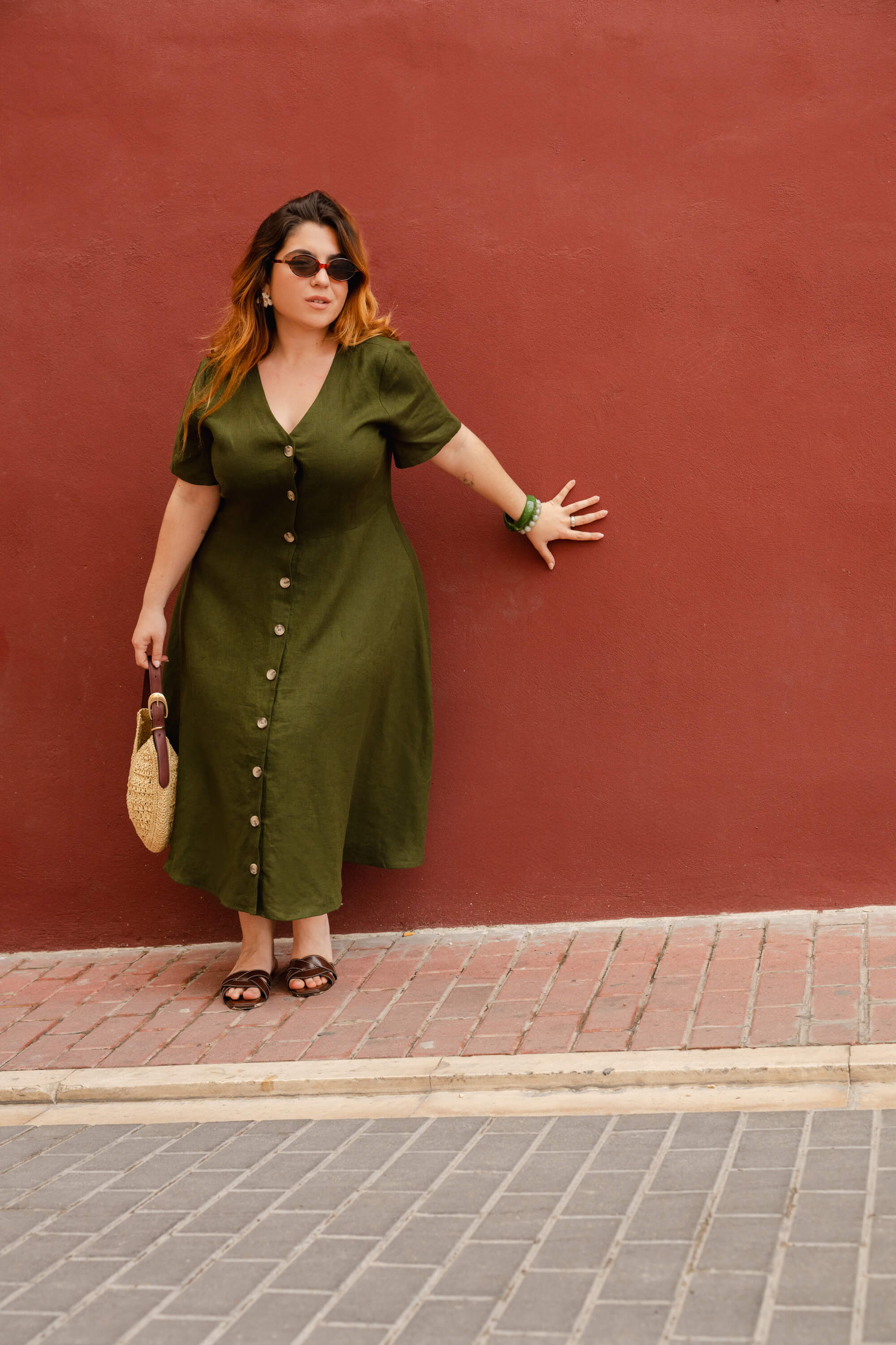 Penelope Dress, Olive Green