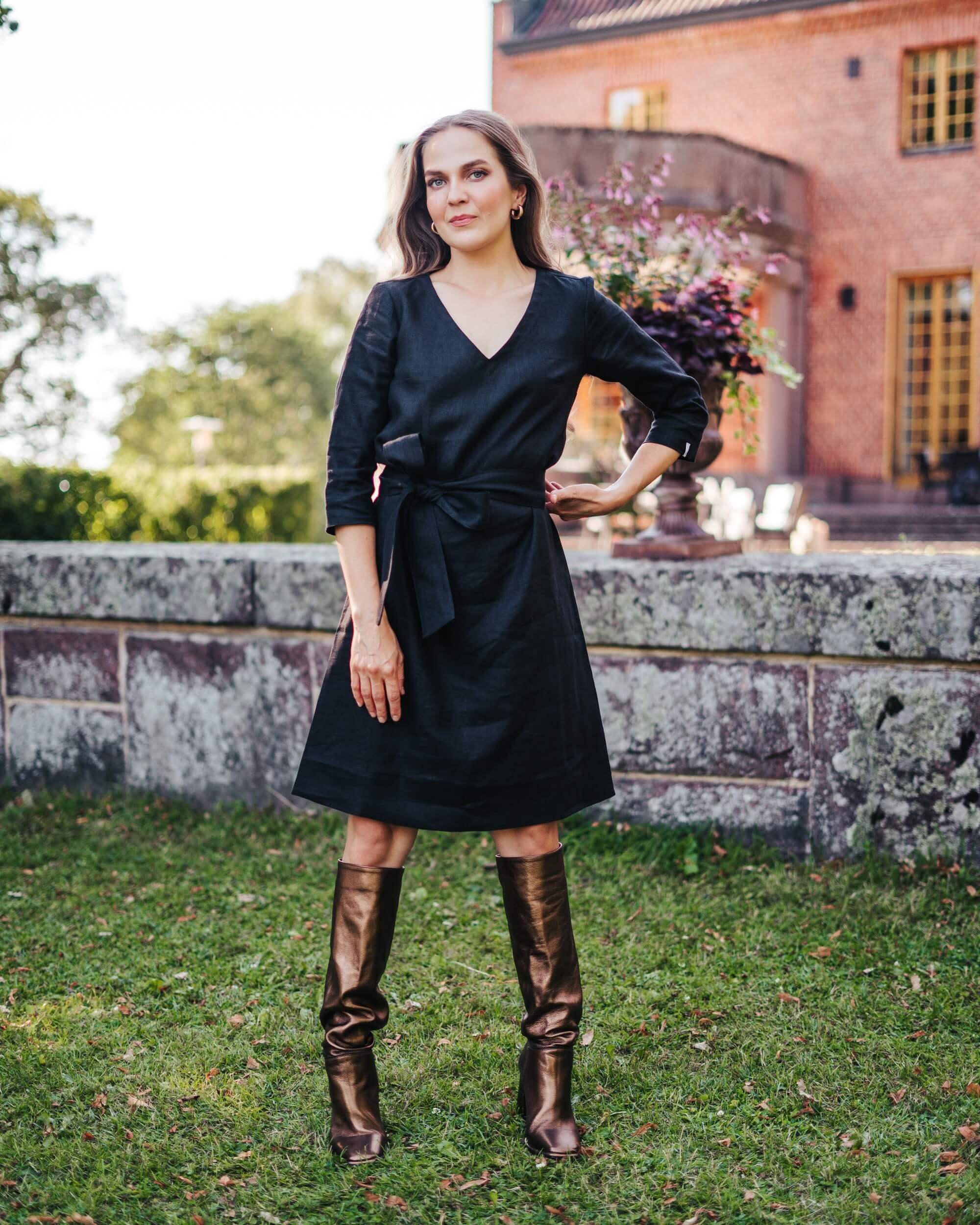 Vera Dress Leinenkleid, Schwarz