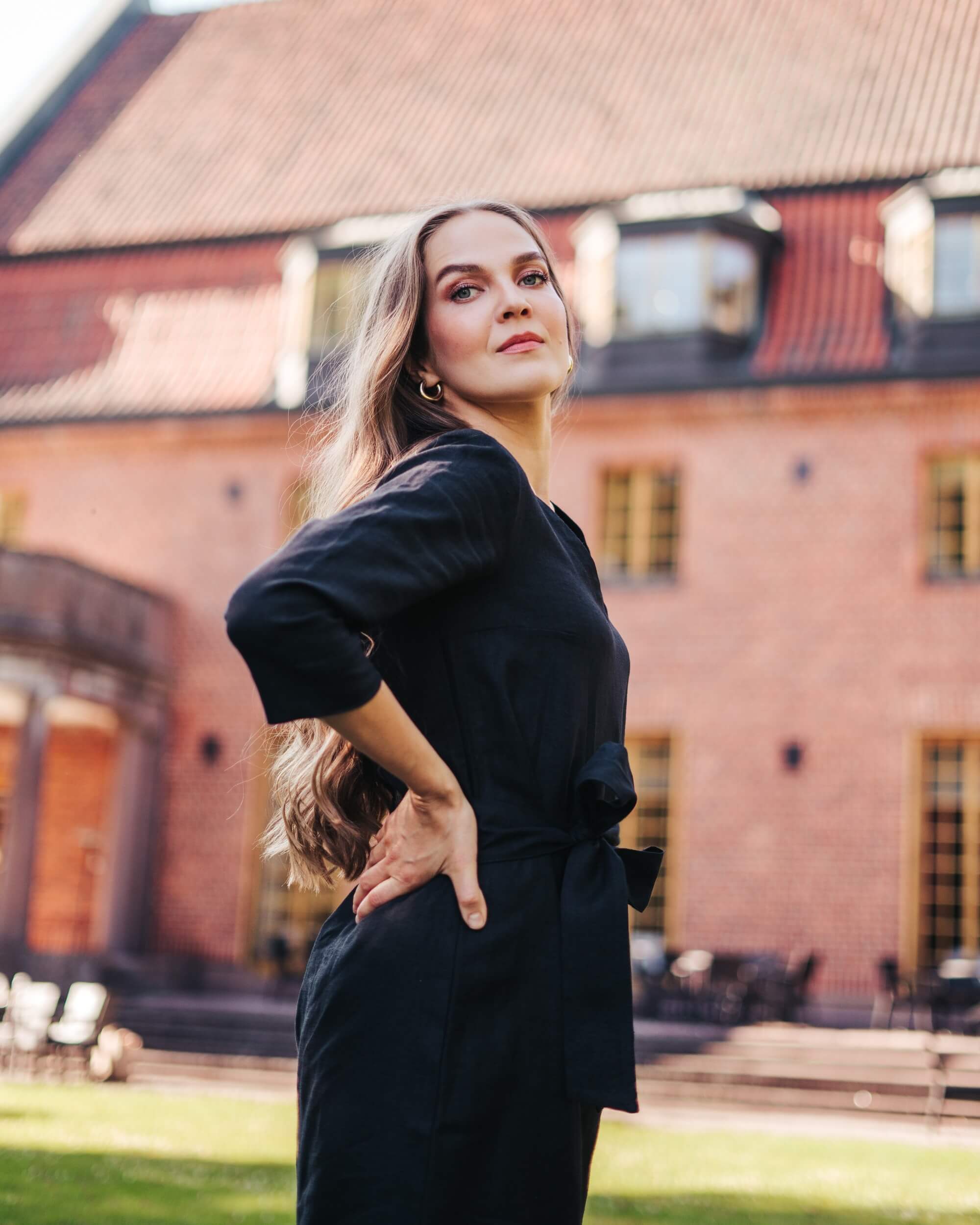 Vera Dress Leinenkleid, Schwarz