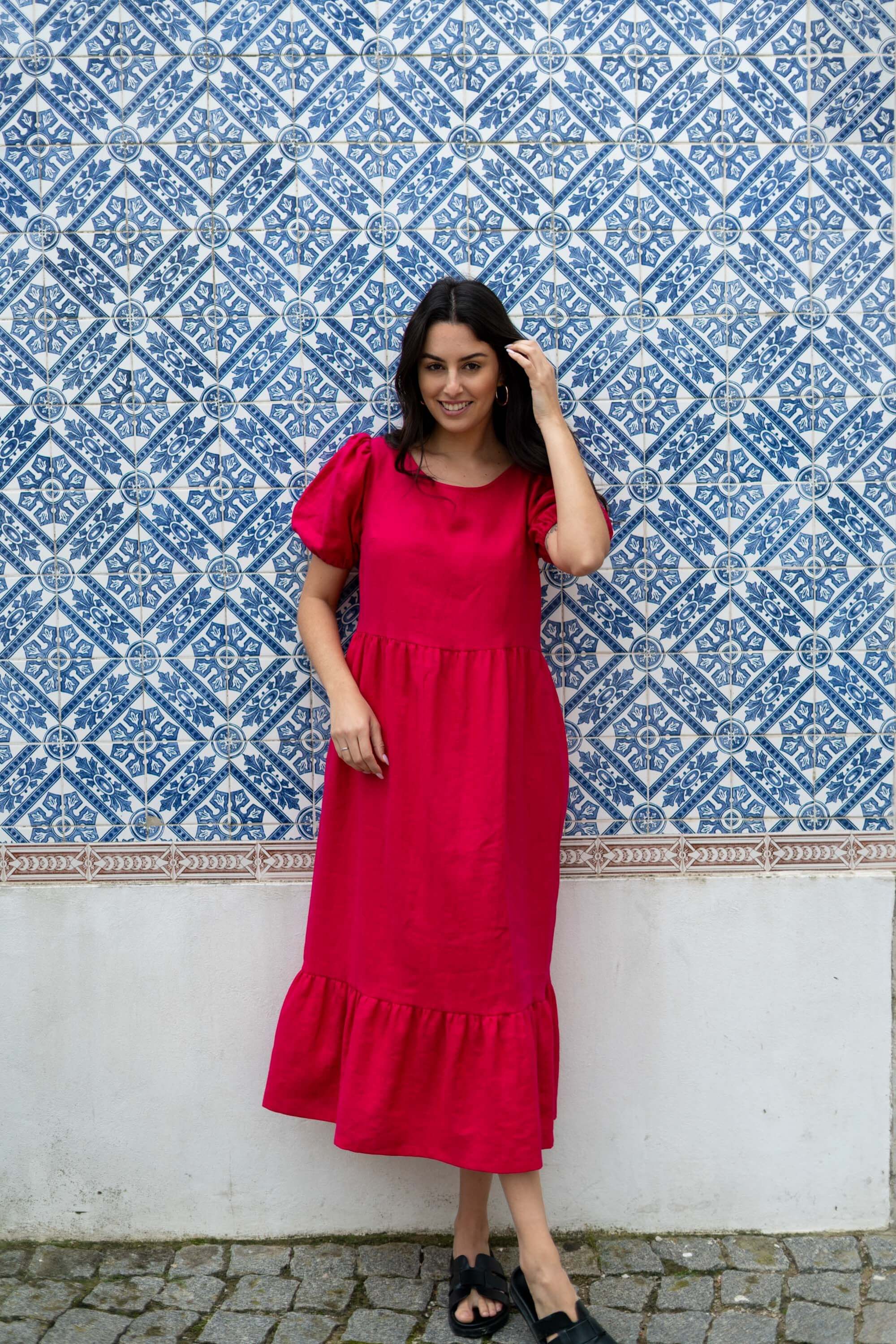 Astrid Dress, Pink Peacock